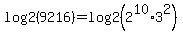 %0D%0Alog2%289216%29=log2%282%5E10%2A3%5E2%29%0D%0A