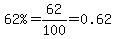 %2262%25%22=62%2F100=0.62