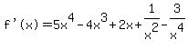 %22f%27%28x%29%22=+5x%5E4-4x%5E3%2B2x%2B1%2Fx%5E2-3%2Fx%5E4