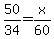 %2450%2F34=%24x%2F60