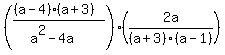 %28%28%28a-4%29%28a%2B3%29%29%2F%28a%5E2+-+4a%29%29%2A%282a%2F%28a%2B3%29%28a-1%29%29