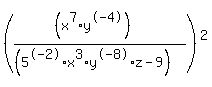 %28%28%28x%5E7%2Ay%5E-4%29%29%2F%28%285%5E-2%2Ax%5E3%2Ay%5E-8%2Az-9%29%29%29%5E2