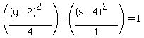 %28%28%28y-2%29%5E2%29%2F4%29-%28%28%28x-4%29%5E2%29%2F1%29=1