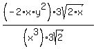 %28%28-2%2Ax%2Ay%5E2%293sqrt%282%2Ax%29%29%2F%28%28x%5E3%293sqrt%282%29%29