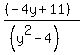 %28%28-4y%2B11%29%29%2F%28%28y%5E2-4%29%29