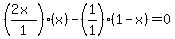 %28%282x%29%2F1%29%28x%29+-+%281%2F1%29%281-x%29+=+0
