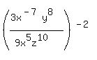 %28%283x%5E%28-7%29y%5E8%29%2F%289x%5E5z%5E10%29%29%5E%28-2%29