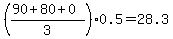 %28%2890%2B80%2B0%29%2F3%29%2A0.5=28.3