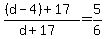 %28%28d-4%29%2B17%29+%2F+%28d%2B17%29+=+5%2F6%29