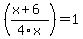 %28%28x%2B6%29%2F4x%29+=+1