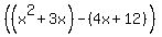 %28%28x%5E2%2B3x%29-%284x%2B12%29%29