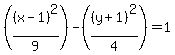 %28%28x-1%29%5E2%2F9%29-%28%28y%2B1%29%5E2%2F4%29=1