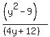 %28%28y%5E2-9%29%29%2F%28%284y%2B12%29%29