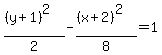 %28%28y+%2B+1%29%5E2%29%2F2+-+%28%28x+%2B+2%29%5E2%29%2F8+=+1