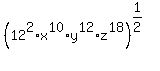 %28+12%5E2%2Ax%5E10%2Ay%5E12%2Az%5E18+%29%5E%281%2F2%29