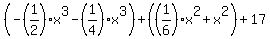 %28-%281%2F2%29x%5E3-%281%2F4%29x%5E3%29%2B%28%281%2F6%29x%5E2%2Bx%5E2%29%2B17