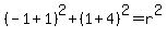 %28-1%2B1%29%5E2%2B%281%2B4%29%5E2=r%5E2