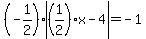 %28-1%2F2%29%2Aabs%28%281%2F2%29x-4%29=-1