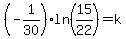 %28-1%2F30%29%2Aln%2815%2F22%29+=+k