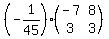 %28-1%2F45%29%28matrix%282%2C2%2C-7%2C8%2C3%2C3%29%29