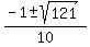 %28-1+%2B-+sqrt%28121%29%29%2F10