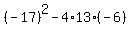 %28-17%29%5E2-4%2A13%2A%28-6%29