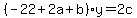 %28-22%2B2a%2Bb%29y=2c