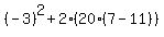 %28-3%29%5E2%2B2%2820%287-11%29%29