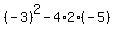 %28-3%29%5E2-4%2A2%2A%28-5%29
