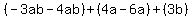 %28-3ab-4ab%29%2B%284a-6a%29%2B%283b%29