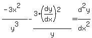 %28-3x%5E2%29%2Fy%5E3-%283%28dy%2Fdx%29%5E2%29%2Fy+=+d%5E2y%2Fdx%5E2