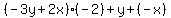 %28-3y%2B2x%29%28-2%29%2By%2B%28-x%29