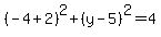%28-4%2B2%29%5E2%2B%28y-5%29%5E2=4
