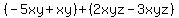 %28-5xy+%2B+xy%29+%2B+%282xyz+-+3xyz%29