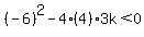 %28-6%29%5E2-4%284%293k%3C0