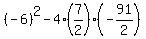 %28-6%29%5E2-4%287%2F2%29%28-91%2F2%29