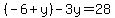 %28-6%2By%29-3y=28
