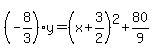 %28-8%2F3%29y=%28x%2B3%2F2%29%5E2%2B80%2F9
