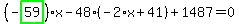 %28-highlight_green%28+59+%29%29%2Ax-48%2A%28-2%2Ax%2B41%29%2B1487=0