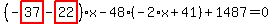 %28-highlight_red%28+37+%29-highlight_red%28+22+%29%29%2Ax-48%2A%28-2%2Ax%2B41%29%2B1487=0