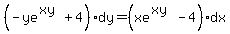 %28-ye%5E%28xy%29%2B4%29dy=%28xe%5E%28xy%29-4%29dx
