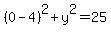 %280+-+4%29%5E2+%2B+y%5E2+=+25