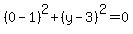 %280-1%29%5E2%2B%28y-3%29%5E2=0