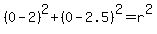 %280-2%29%5E2%2B%280-2.5%29%5E2=r%5E2