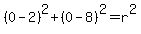 %280-2%29%5E2%2B%280-8%29%5E2=r%5E2