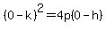 %280-k%29%5E2=4p%280-h%29