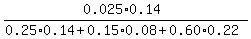 %280.025%2A0.14%29%2F%280.25%2A0.14+%2B+0.15%2A0.08+%2B+0.60%2A0.22%29