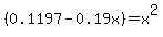 %280.1197-0.19x%29=+x%5E2