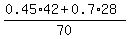 %280.45%2A42+%2B+0.7%2A28%29%2F70