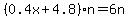 %280.4x%2B4.8%29n=6n